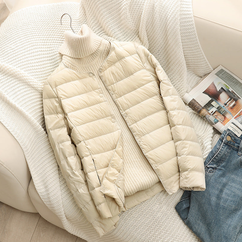 Women Ultra-Lightweight Quilted Jacket without Collar, Packable Thermal Jacket for Travel and Everyday Mune Fashion
