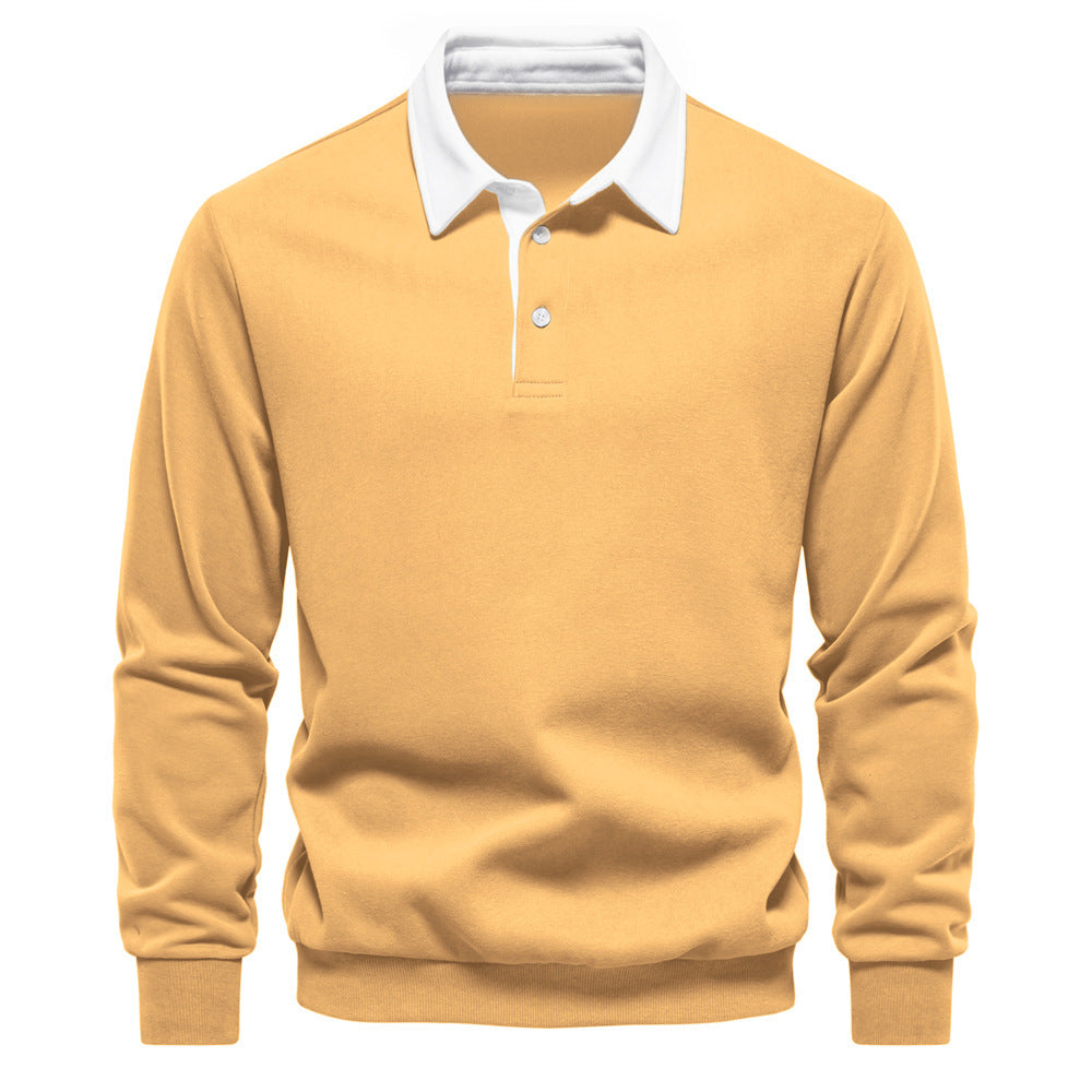 Men's elegant long sleeve polo shirt with contrast collar Mune Fashion