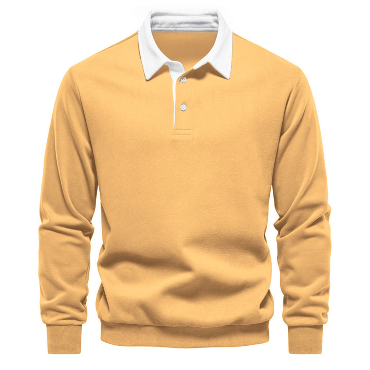 Men's elegant long sleeve polo shirt with contrast collar Mune Fashion