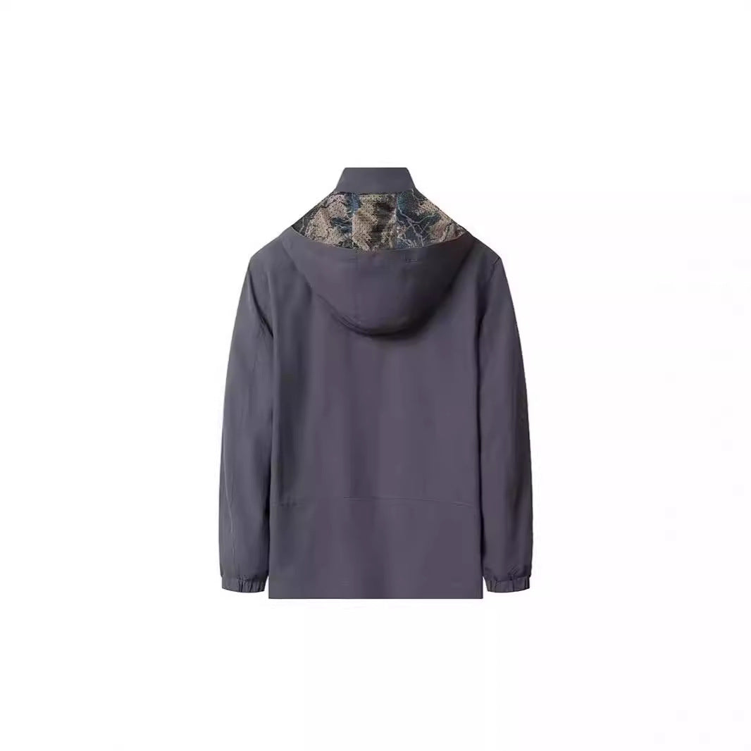 Men's Lightweight Hooded Shell Jacket with Water-Repellent Microfiber and Concealed Zipper Pockets Mune Fashion