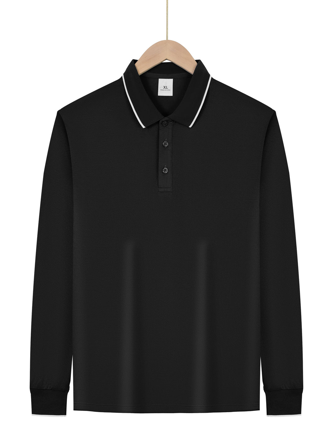 Men's Long Sleeve Pique Polo with Contrasting Collar and Cuffs Mune Fashion