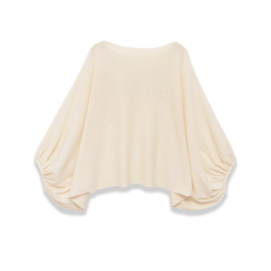 Women's Oversize Poncho Top with Batwing Sleeves and Drawstring Detail Mune Fashion