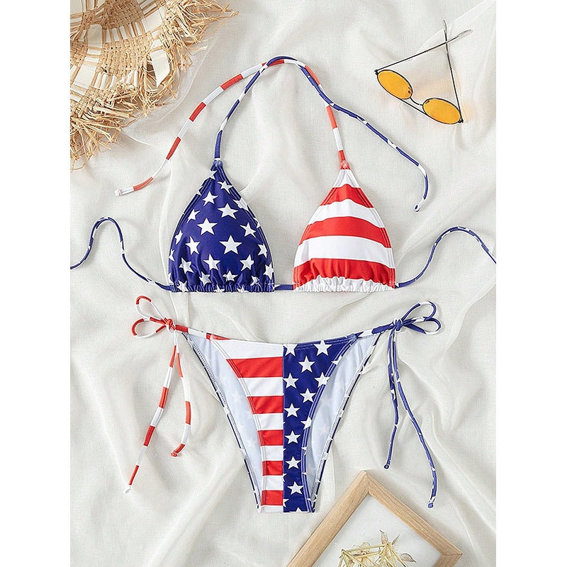 Ladies Triangle Bikini with Patriotic Design Mune Fashion