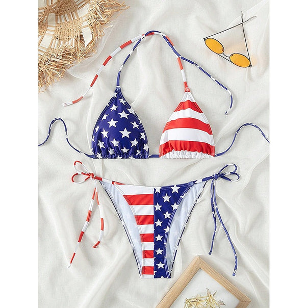 Ladies Triangle Bikini with Patriotic Design Mune Fashion
