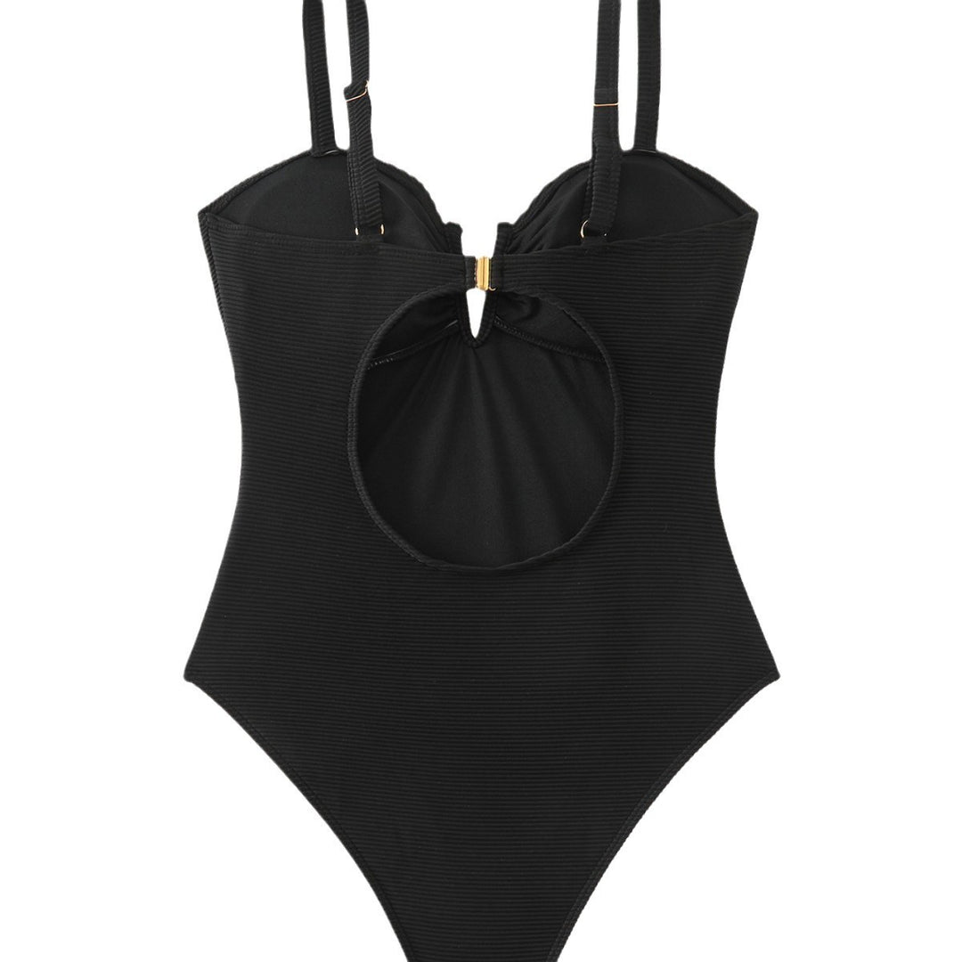 Women's High-Quality V-Neck Swimsuit with Zipper Mune Fashion