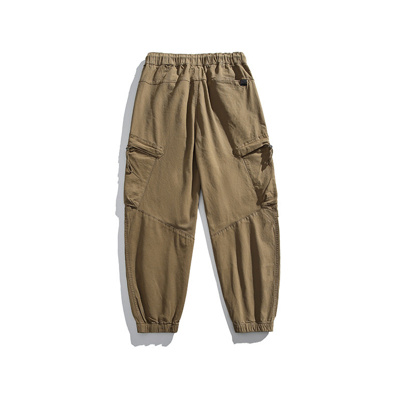 Men's Loose-Fit Utility Cargo Pants with Drawstring Waist, Knee Panels and Large Flap Pockets Mune Fashion