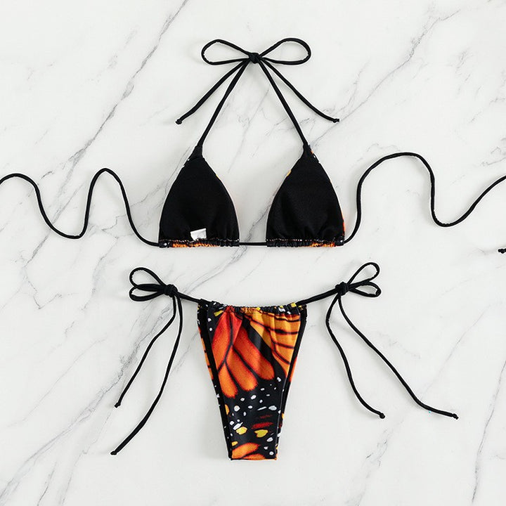 Women's Triangle Bikini with Butterfly Design and Adjustable Straps Mune Fashion