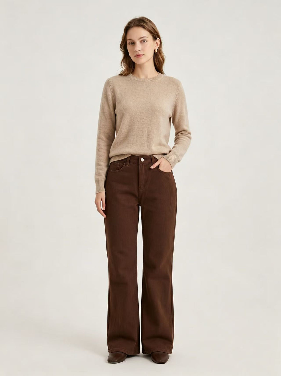 Women's short-cut fine knit round neck sweater with narrow cuff Mune Fashion