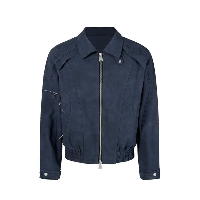 Men's short jacket in suede look with zipper and elastic hem Mune Fashion