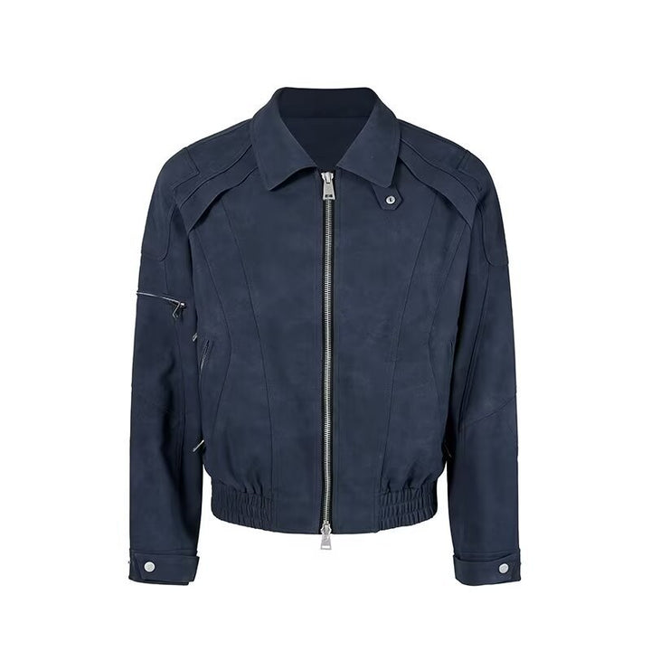 Men's short jacket in suede look with zipper and elastic hem Mune Fashion