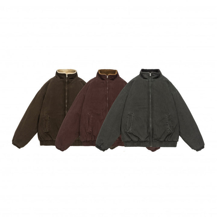 Men's padded wide cut winter jacket with sherpa lining and stand-up collar Mune Fashion