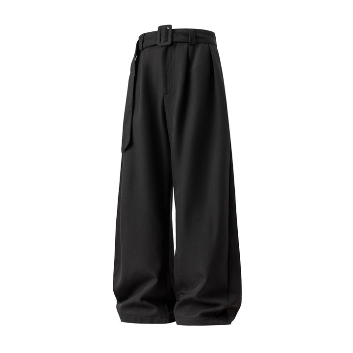 Women's Wide High-Waist Palazzo Pants with Pleats and Tie Belt Mune Fashion