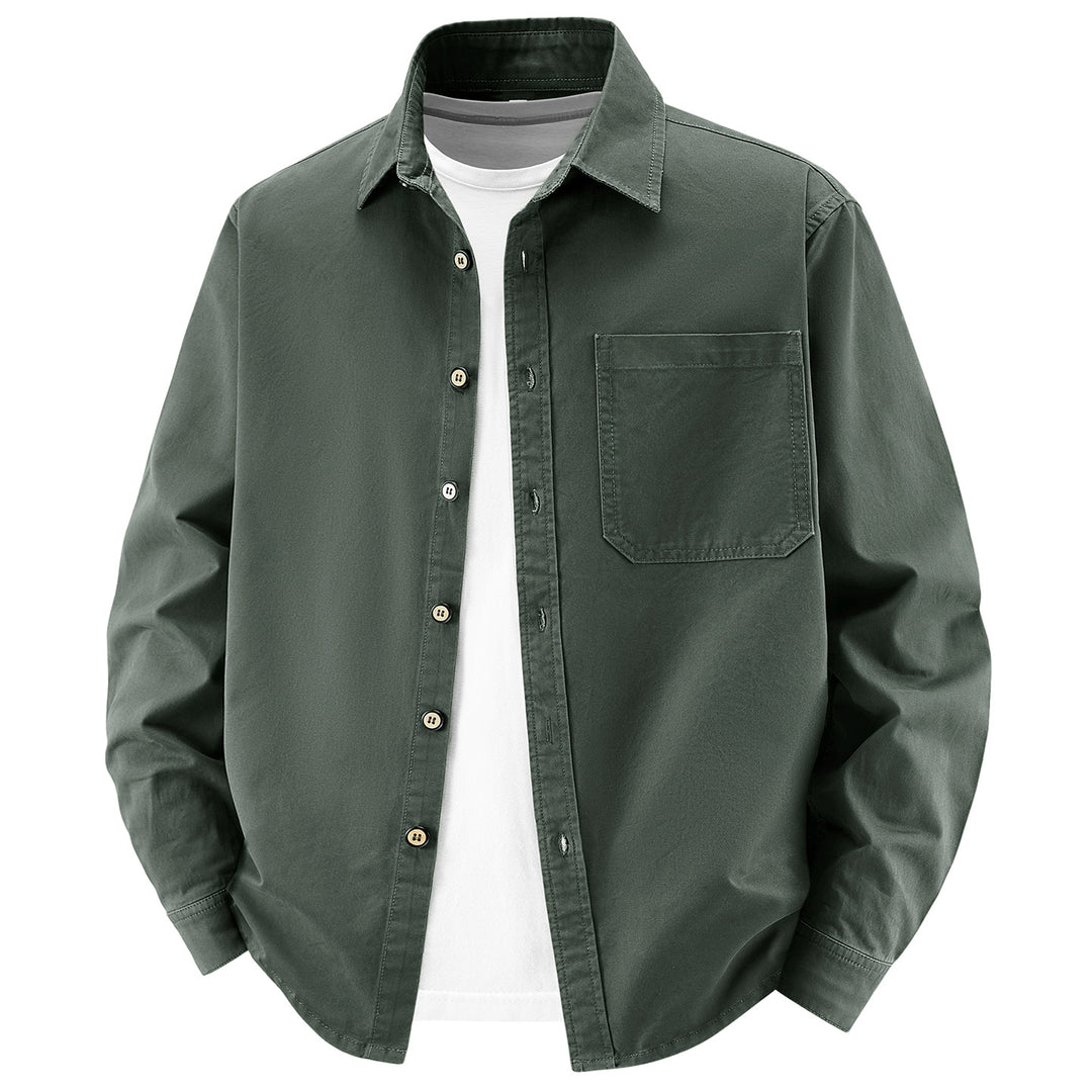 Men's loose overshirt jacket made of cotton blend with chest pocket and full button placket Mune Fashion