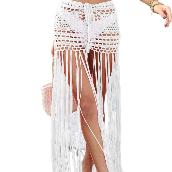 Women Crocheted Bikini and Beach Sarong with Fringes Mune Fashion