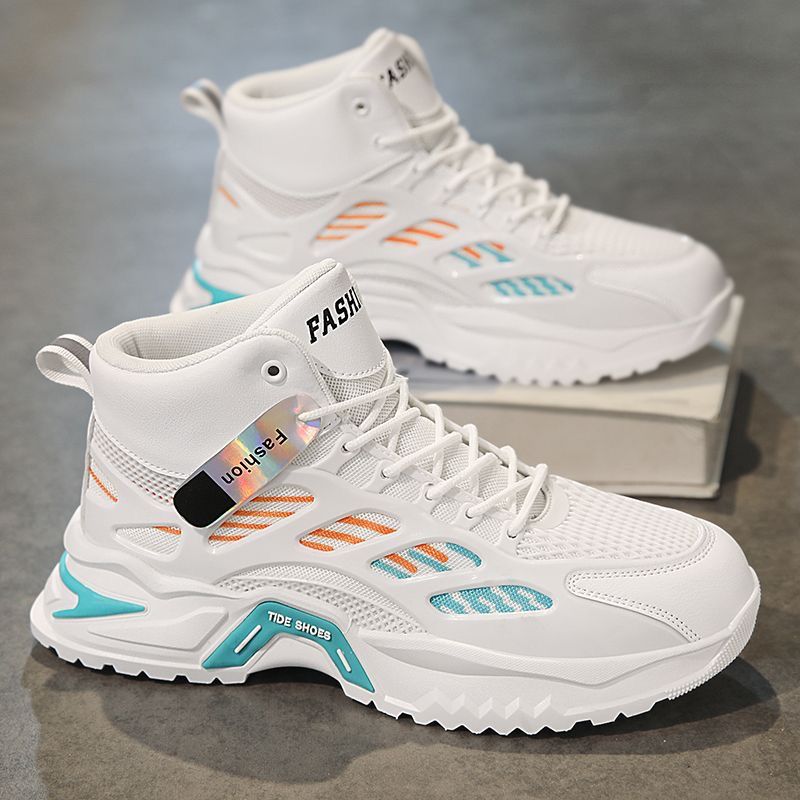 Women's Sporty High-Top Sneakers with Breathable Mesh Surfaces and Cushioned Sole Mune Fashion