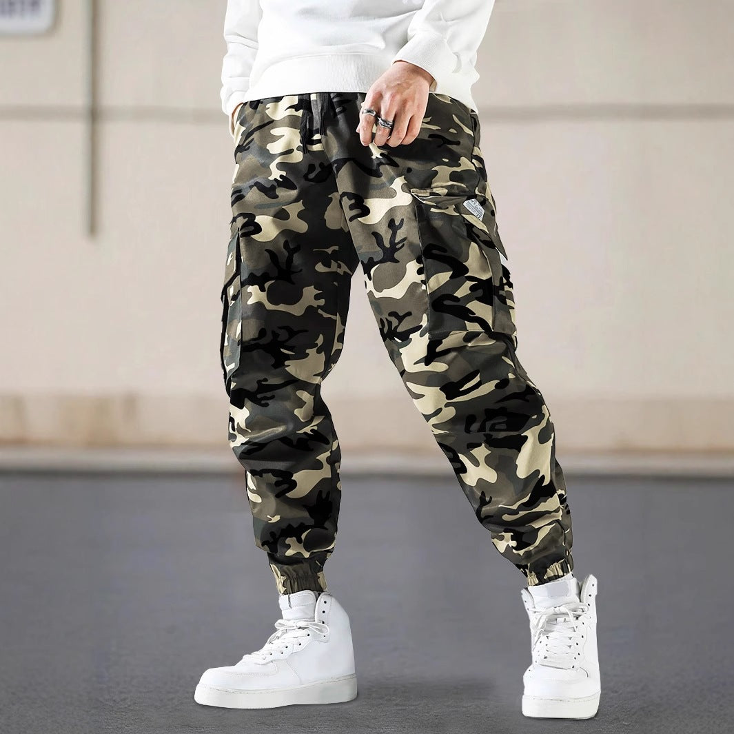 Men's cargo jogger pants with camo pattern, elastic waistband, and ankle cuffs Mune Fashion
