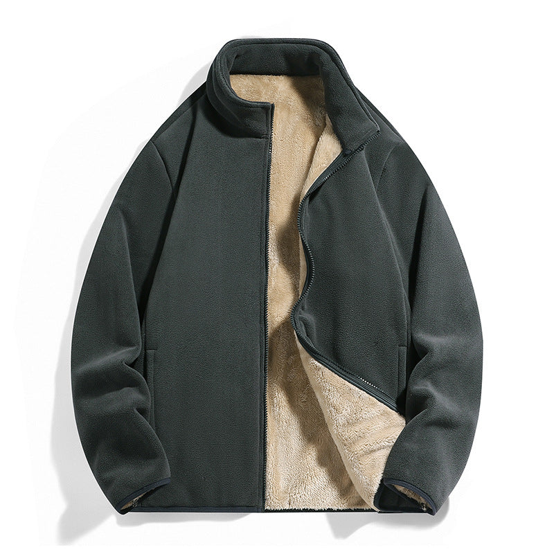 Men's thermal fleece jacket with soft Sherpa lining and stand-up collar Mune Fashion
