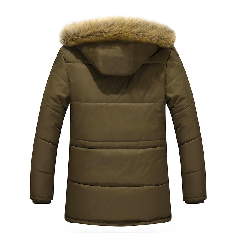 Men's water-repellent quilted parka with hood, faux fur trim and teddy fleece lining Mune Fashion