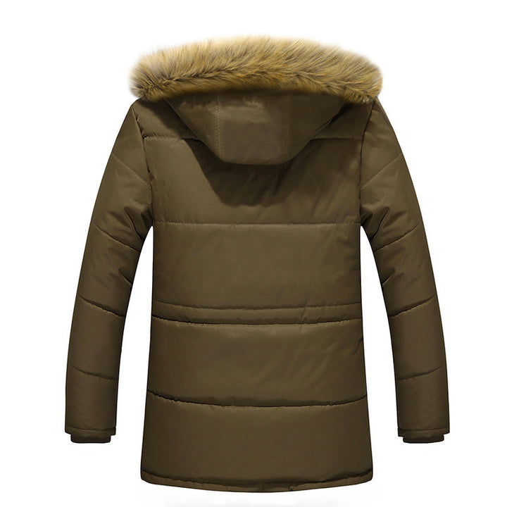 Men's water-repellent quilted parka with hood, faux fur trim and teddy fleece lining Mune Fashion