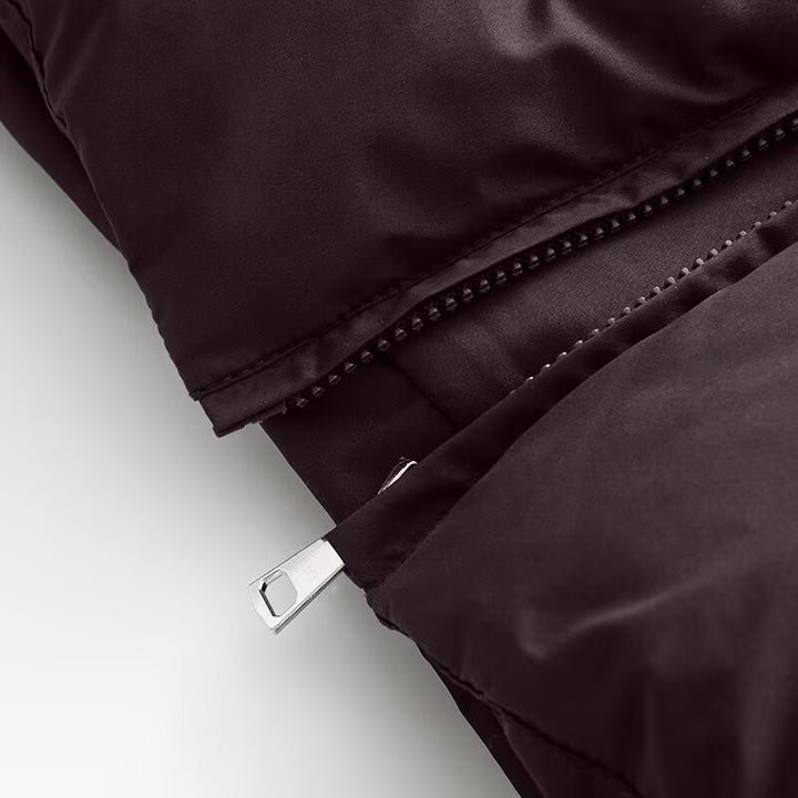 Women's Cropped Padded Jacket with High Hood, Drawstring and Ribbed Cuffs Mune Fashion