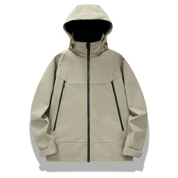 Men's technical softshell jacket with hood, welded seams and ergonomic raglan sleeves Mune Fashion
