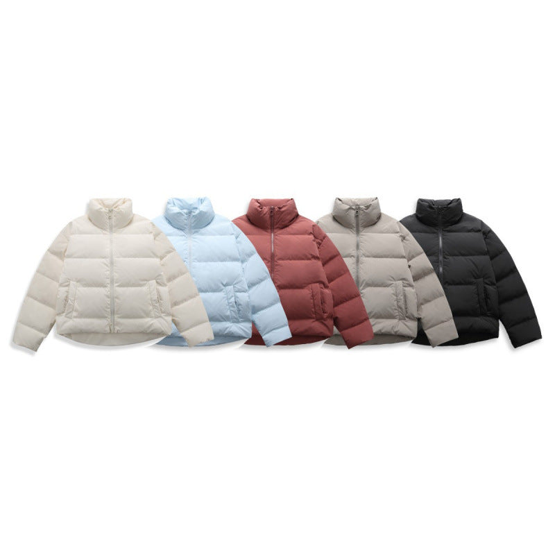 Women's short quilted padded jacket with high stand-up collar and concealed two-way zipper Mune Fashion