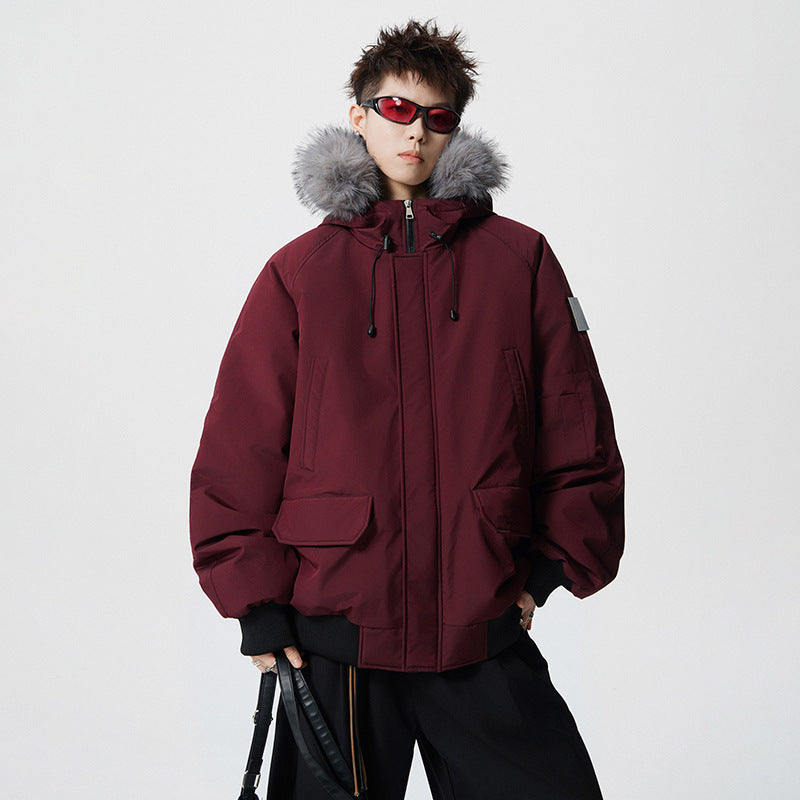 Men's Padded Oversized Parka with Faux Fur Hood and Utility Pockets Mune Fashion