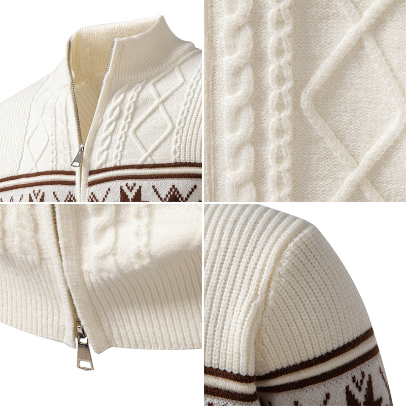 Men's Norwegian cardigan with full zip and high stand-up collar Mune Fashion