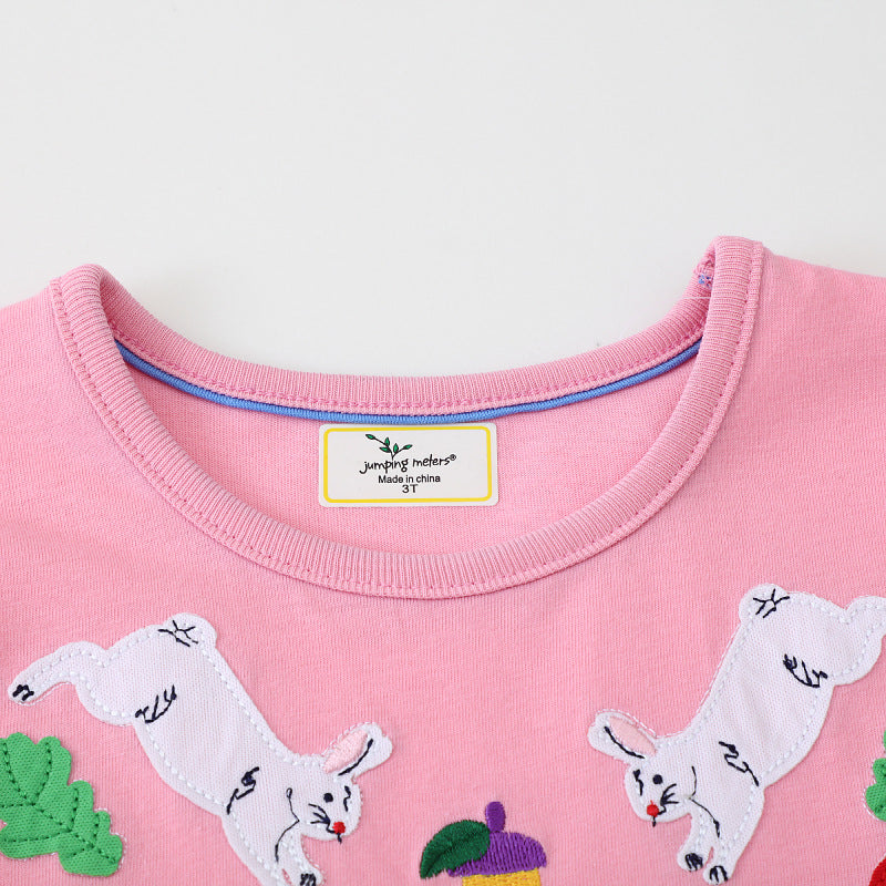Girls Cotton Dress with Colorful Animal Appliqués Mune Fashion