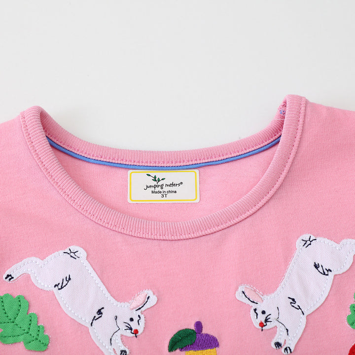 Girls Cotton Dress with Colorful Animal Appliqués Mune Fashion