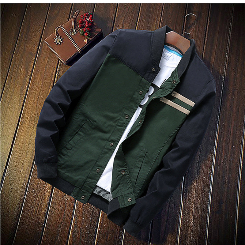 Men's two-tone cotton twill bomber jacket with snap button closure and ribbed cuffs Mune Fashion