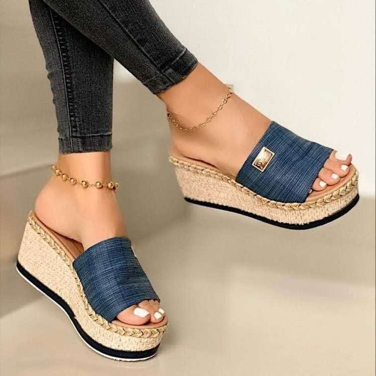 Women's  Espadrille wedge sandals with woven jute platform, wide woven strap, and soft comfort sole Mune Fashion