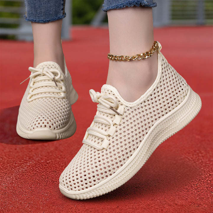 Women's breathable mesh slip-on sneakers with elastic lacing and flexible profile sole Mune Fashion