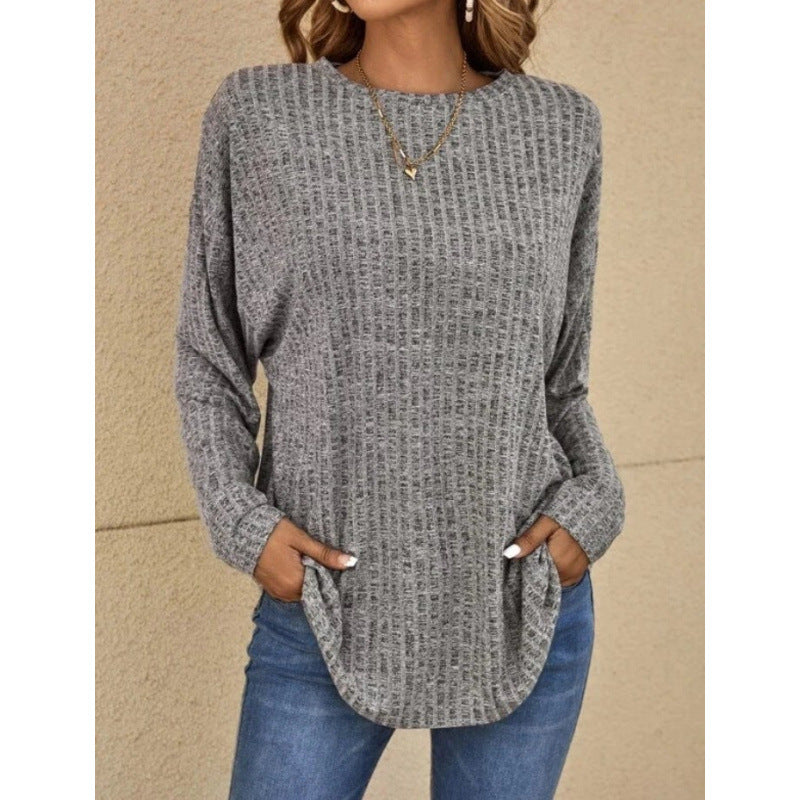 Women's Oversized Structured Knit Sweater with Round Neck and Pockets Mune Fashion