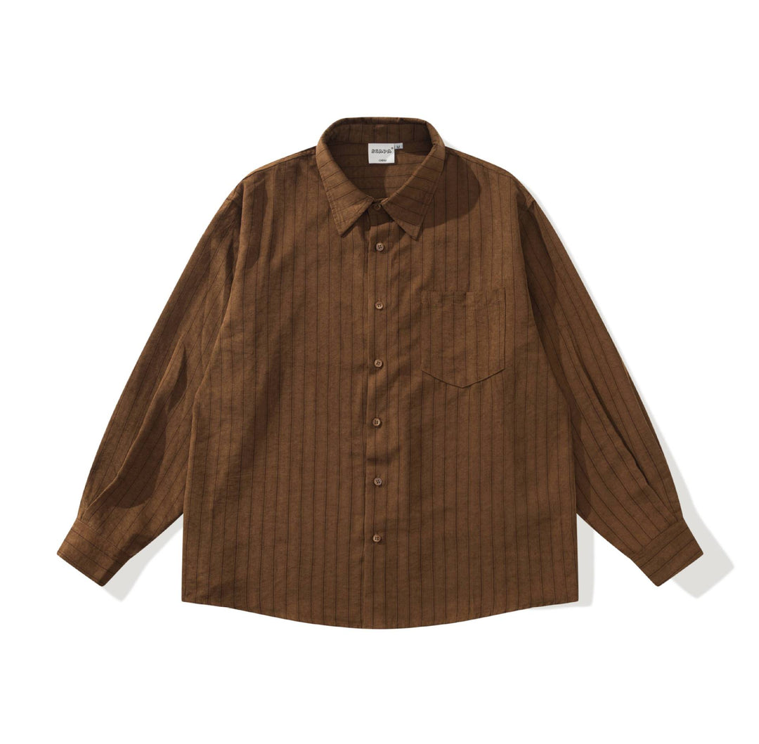 Men's relaxed overshirt in a boxy cut with fine vertical stripes and chest pocket Mune Fashion