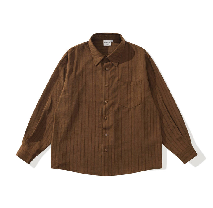 Men's relaxed overshirt in a boxy cut with fine vertical stripes and chest pocket Mune Fashion