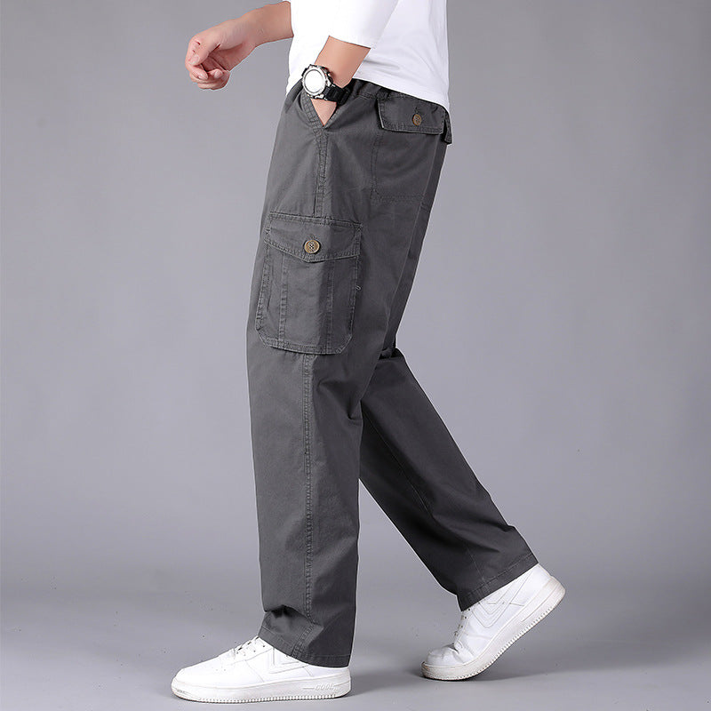 Men's cargo pants in utility style with elastic waistband, straight leg, and patch flap pockets Mune Fashion