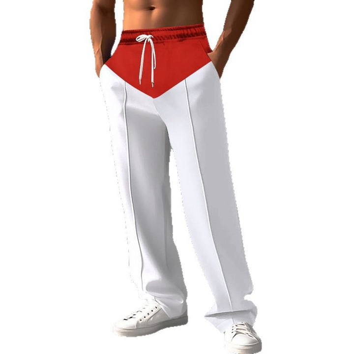 Men's Relaxed-Fit Sweatpants with V-Waist, Drawstring, Side Pockets, and Visible Crease Mune Fashion