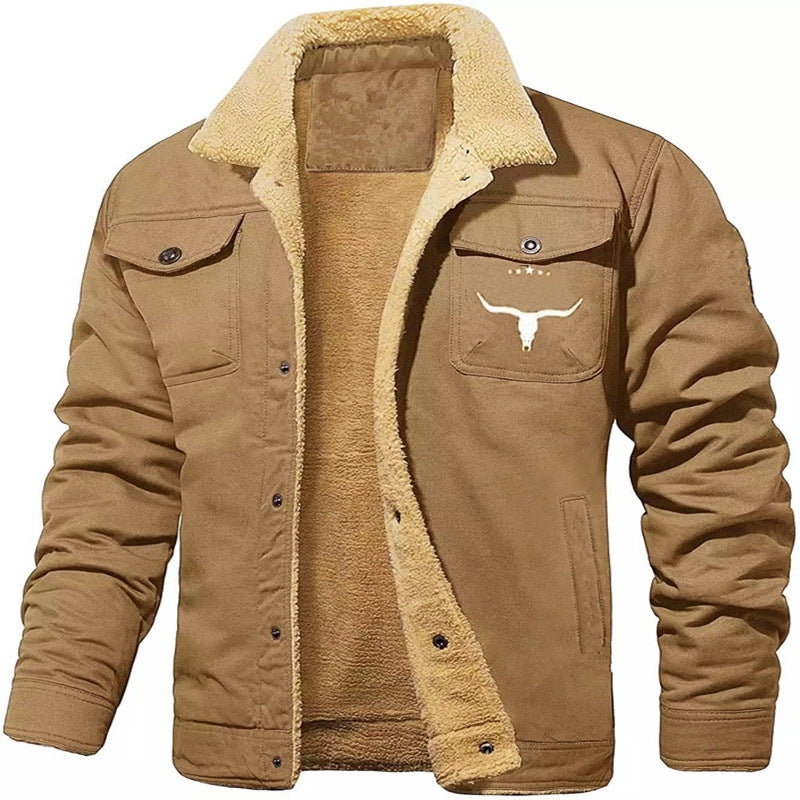 Men's padded sherpa canvas jacket with button placket and chest pockets Mune Fashion