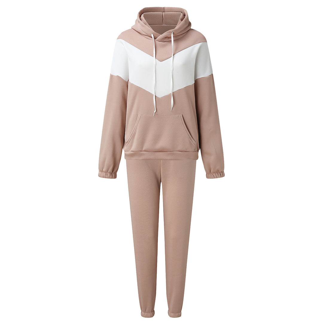 Women's two-piece loungewear set with chevron hoodie and fitted tapered joggers Mune Fashion