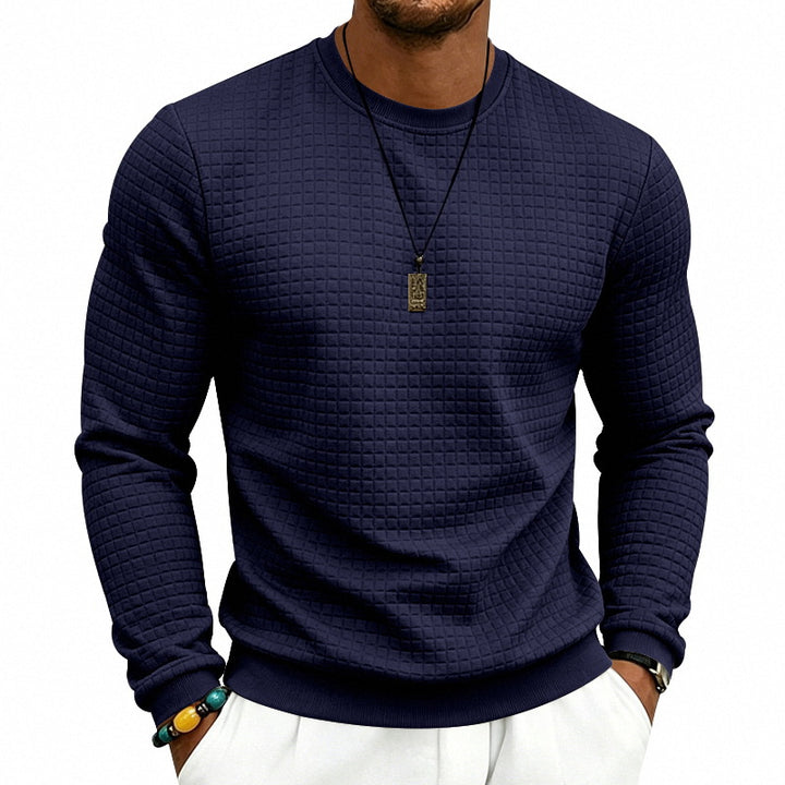 Men's Structured Round Neck Sweatshirt with Waffle Texture and Ribbed Cuffs Mune Fashion
