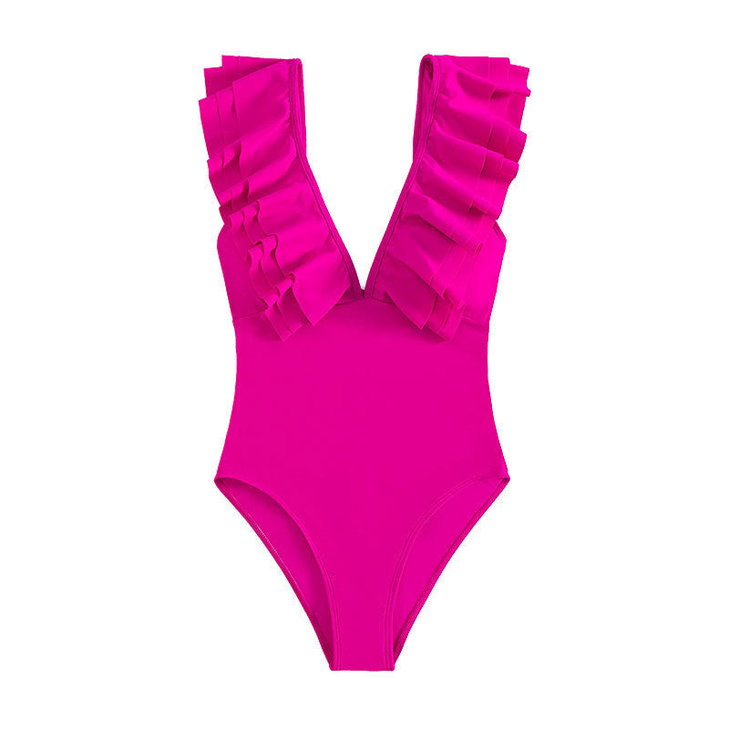 Women's one-piece swimsuit with fashionable ruffle details Mune Fashion