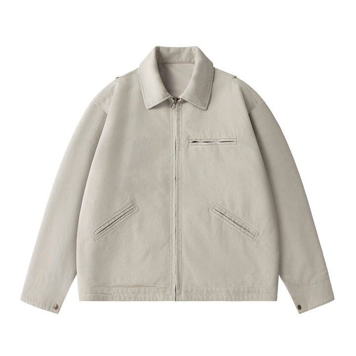 Men's short jacket in boxy cut made of canvas with shirt collar and welt pockets Mune Fashion
