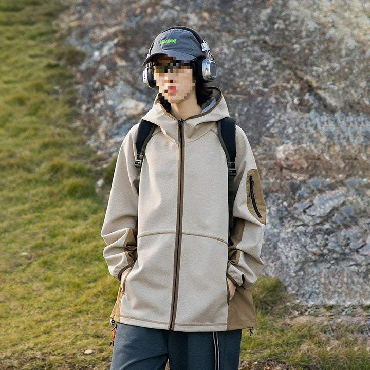 Men's Oversize Outdoor Fleece Jacket with Hood, Sleeve Zipper Pocket & Drawstring Mune Fashion