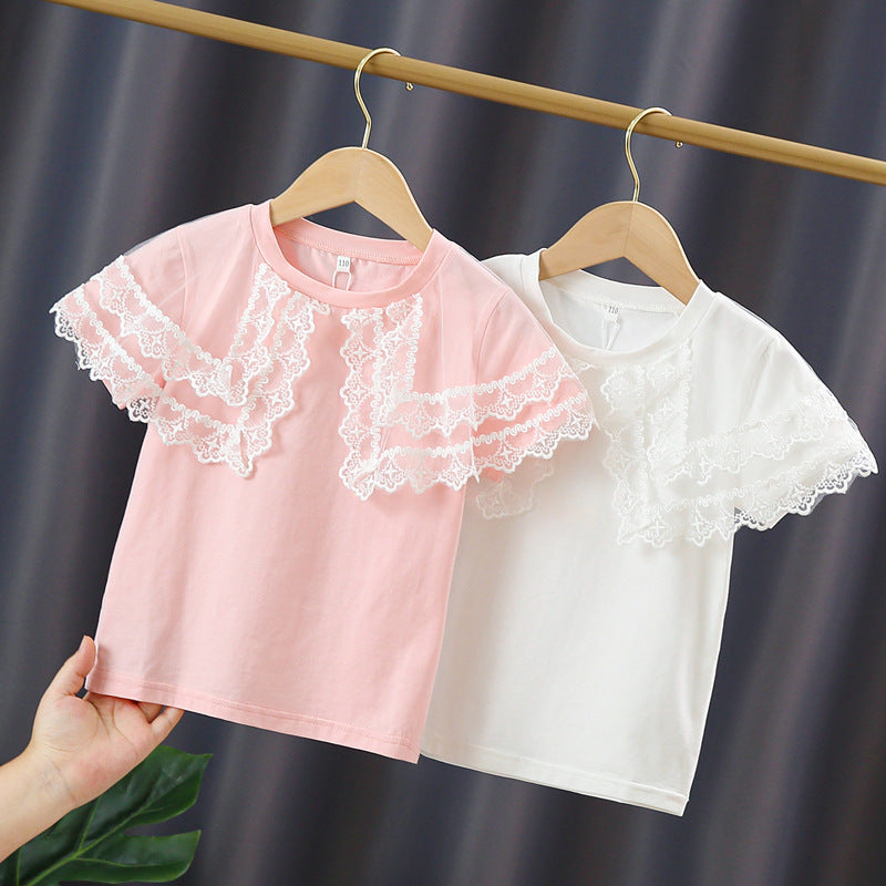 Girl T-shirt with lace sleeves Mune Fashion