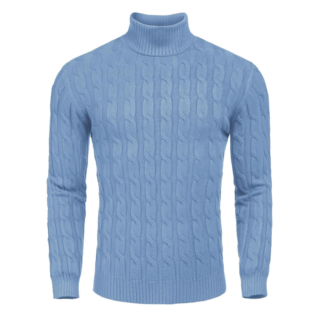 Men's fine knit sweater with high collar