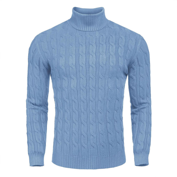 Men's fine knit sweater with high collar