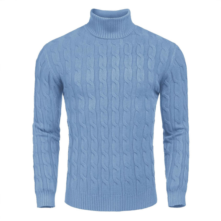 Men's fine knit sweater with high collar
