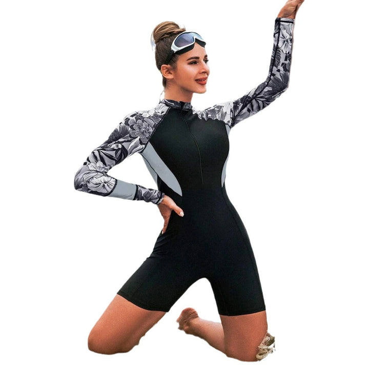 Women's Surf Suit with Long Sleeve and Floral Design Mune Fashion