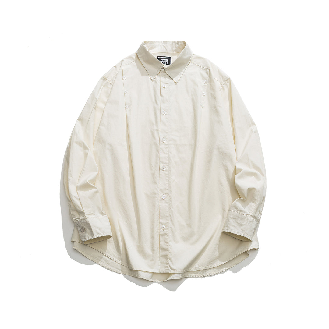 Unisex Oversized Shirt Jacket with side decorative button rows and rounded hem Mune Fashion